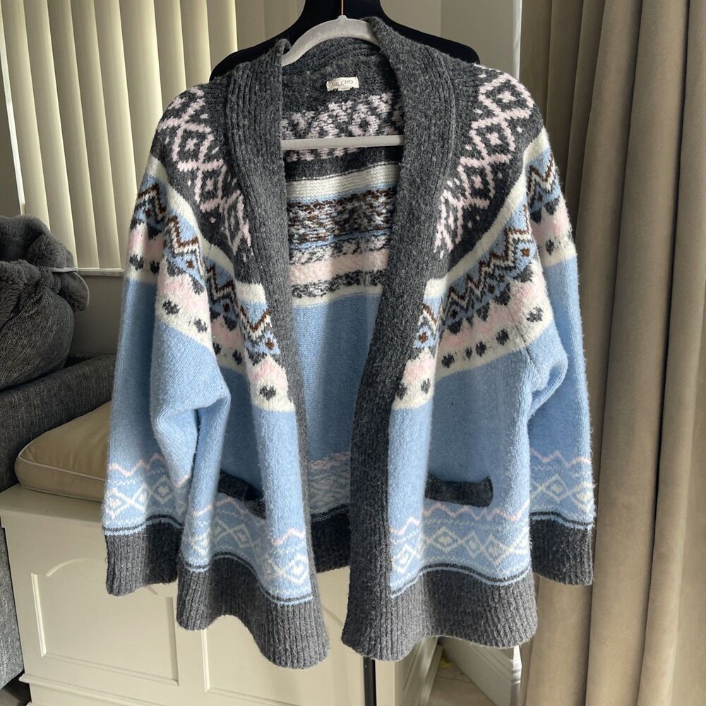 pilcro Fair Isle Oversized sweater anthropologie Blue One Size - Picture 4 of 10